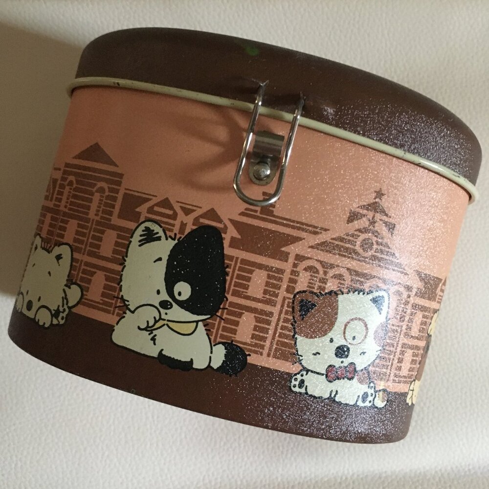 Rare Retro Bon-Bon Cat Club Niko & Friends Tin Coin Bank 1988